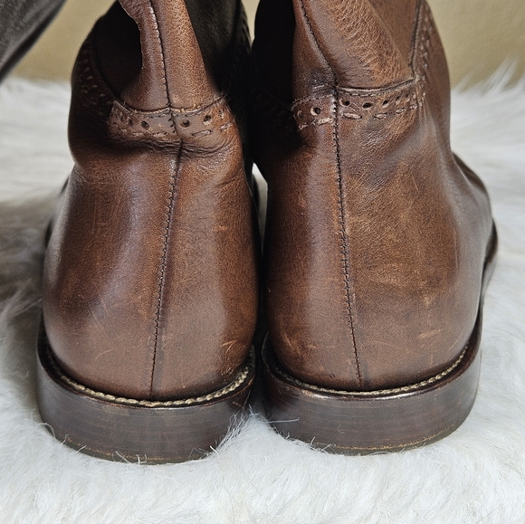 Fatte a mano Cognac Leather Riding Boots Size 38.5 Made In Italy - Picture 6 of 11